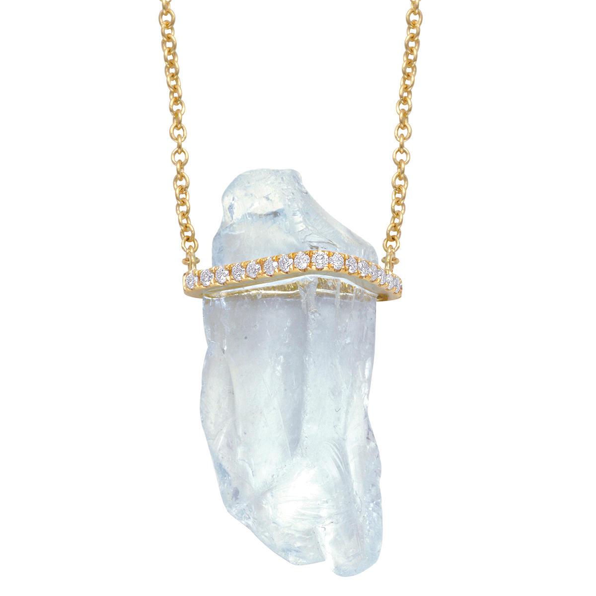 Raw Aquamarine Bar Necklace