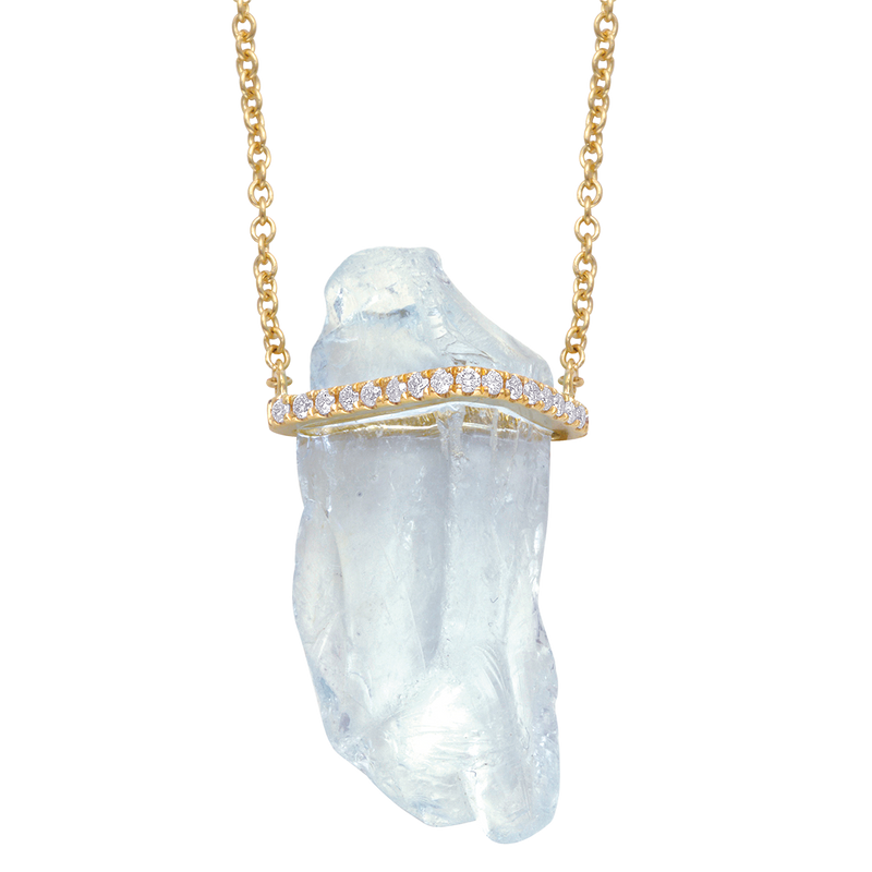Raw Aquamarine Bar Necklace