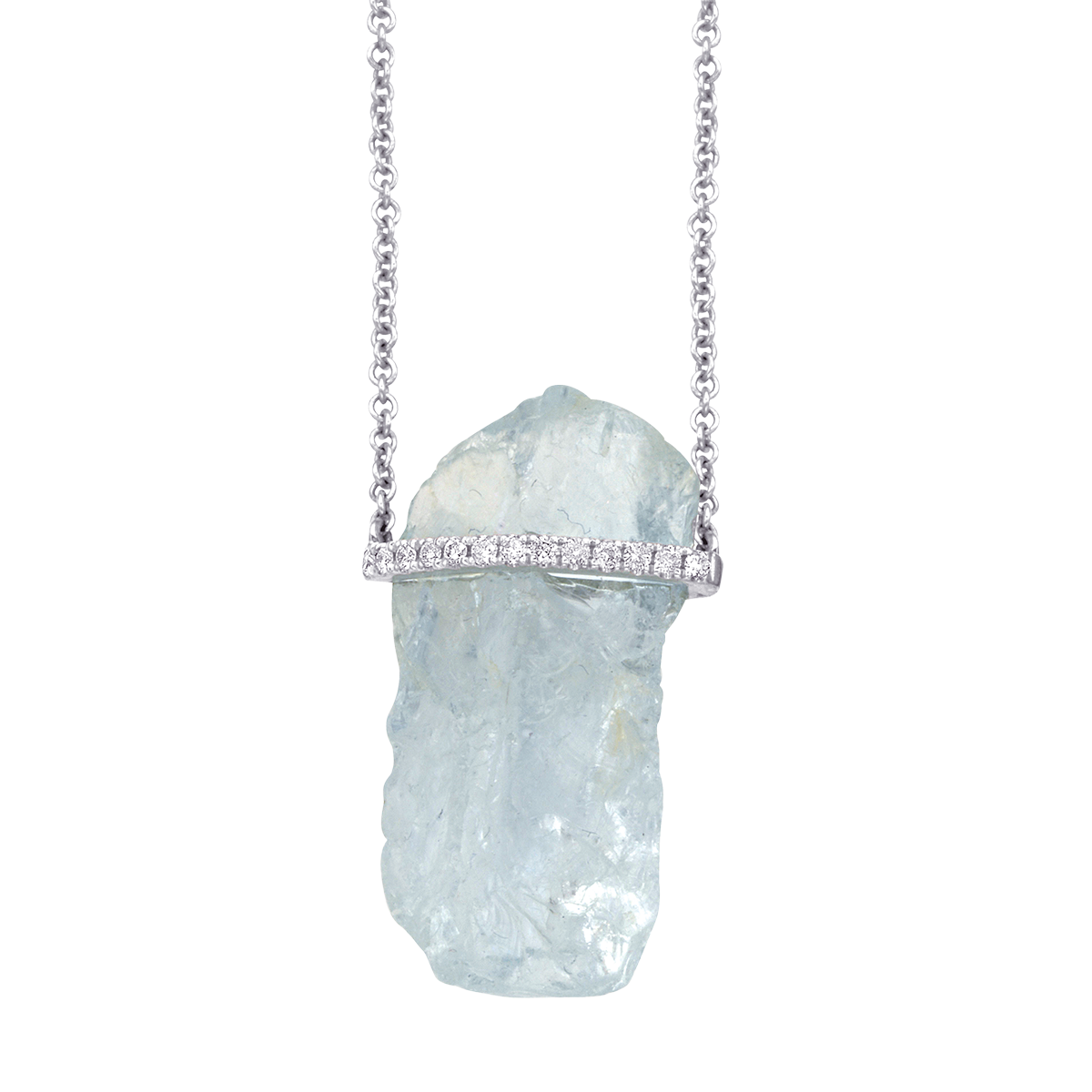 Raw Aquamarine Bar Necklace