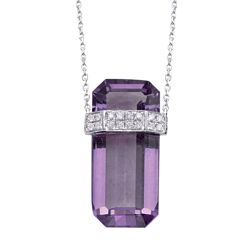 Faceted Crystal Bar Pendant Necklace