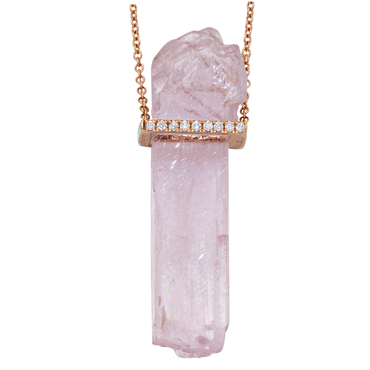Rose Quartz Bar Pendant Necklace