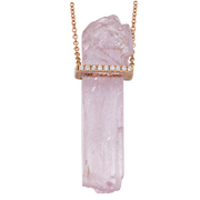 Rose Quartz Bar Pendant Necklace