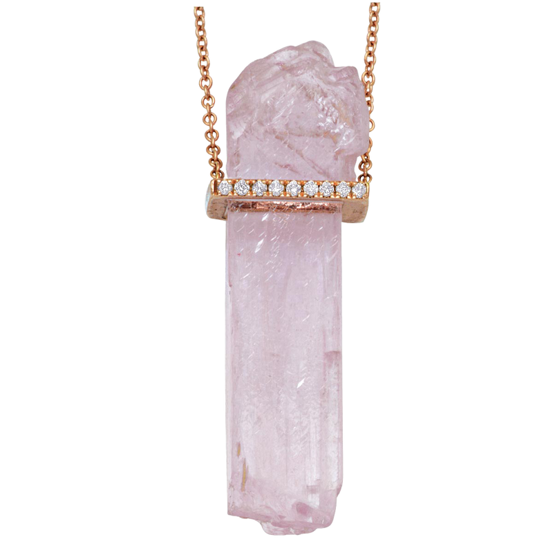 Rose Quartz Bar Pendant Necklace