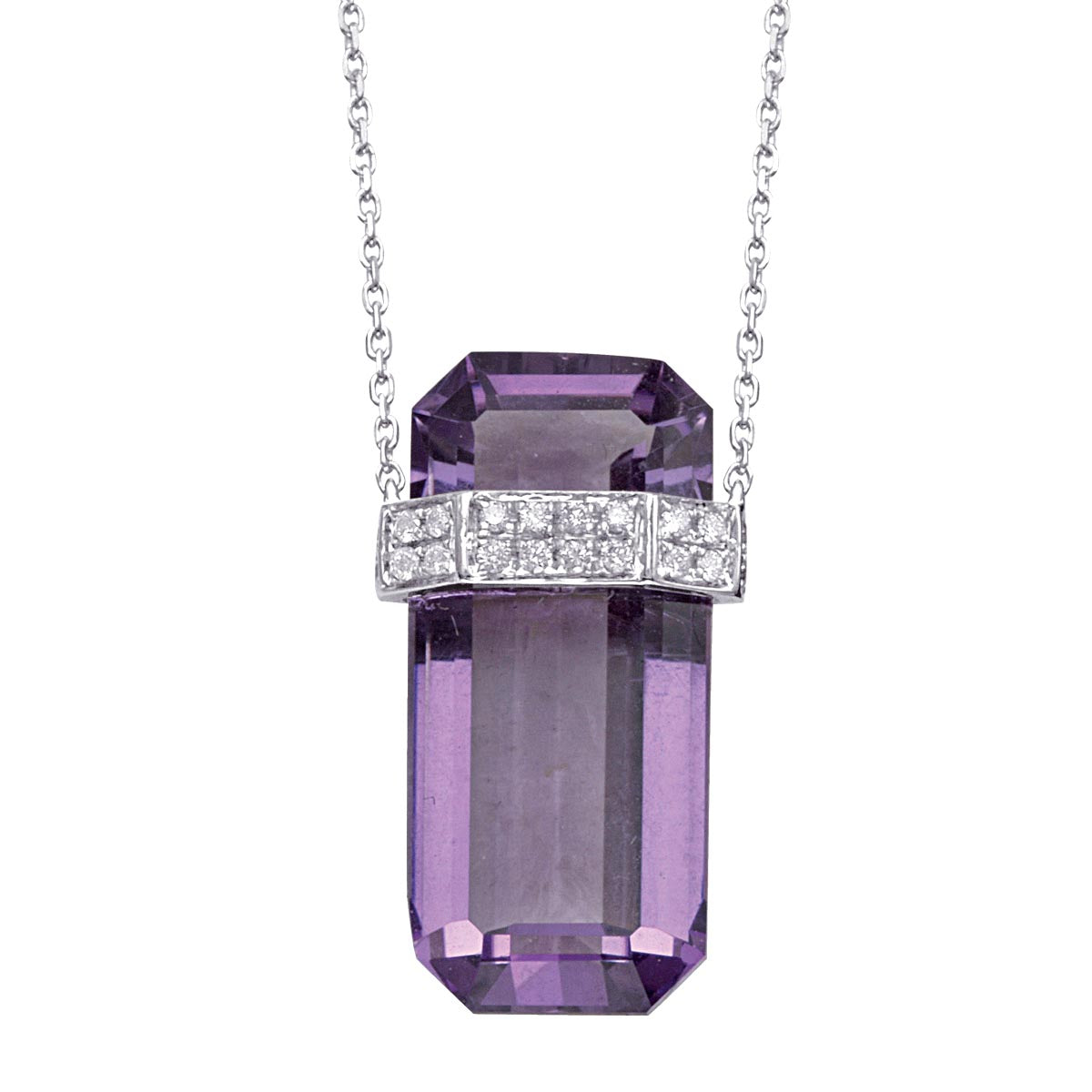 Faceted Crystal Bar Pendant Necklace