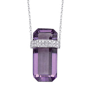 Faceted Crystal Bar Pendant Necklace