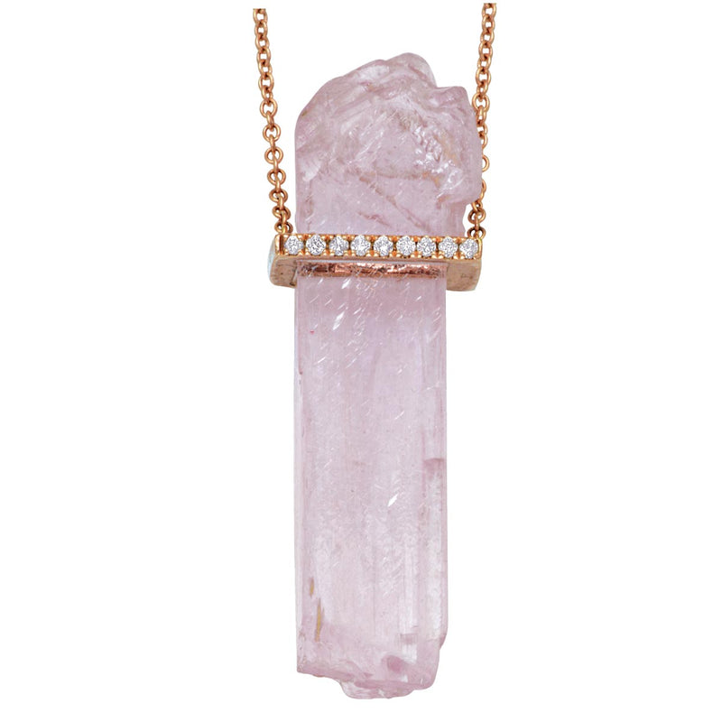 Rose Quartz Bar Pendant Necklace